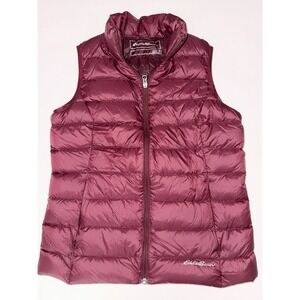 Eddie Bauer EB650 Down Puffer Vest Womens Medium Burgundy Maroon Full Zip